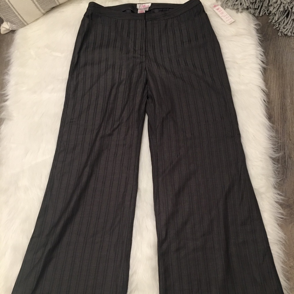 Allura Gray Striped Career Flare Dress Pants